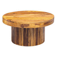 COUCHTISCH aus Massivholz Sheesham in Braun, Lackiert, mit robustem Sockelfuß, Maße 60x60x30 cm - Braun, Holz (60/60/30cm) - KADIMA DESIGN