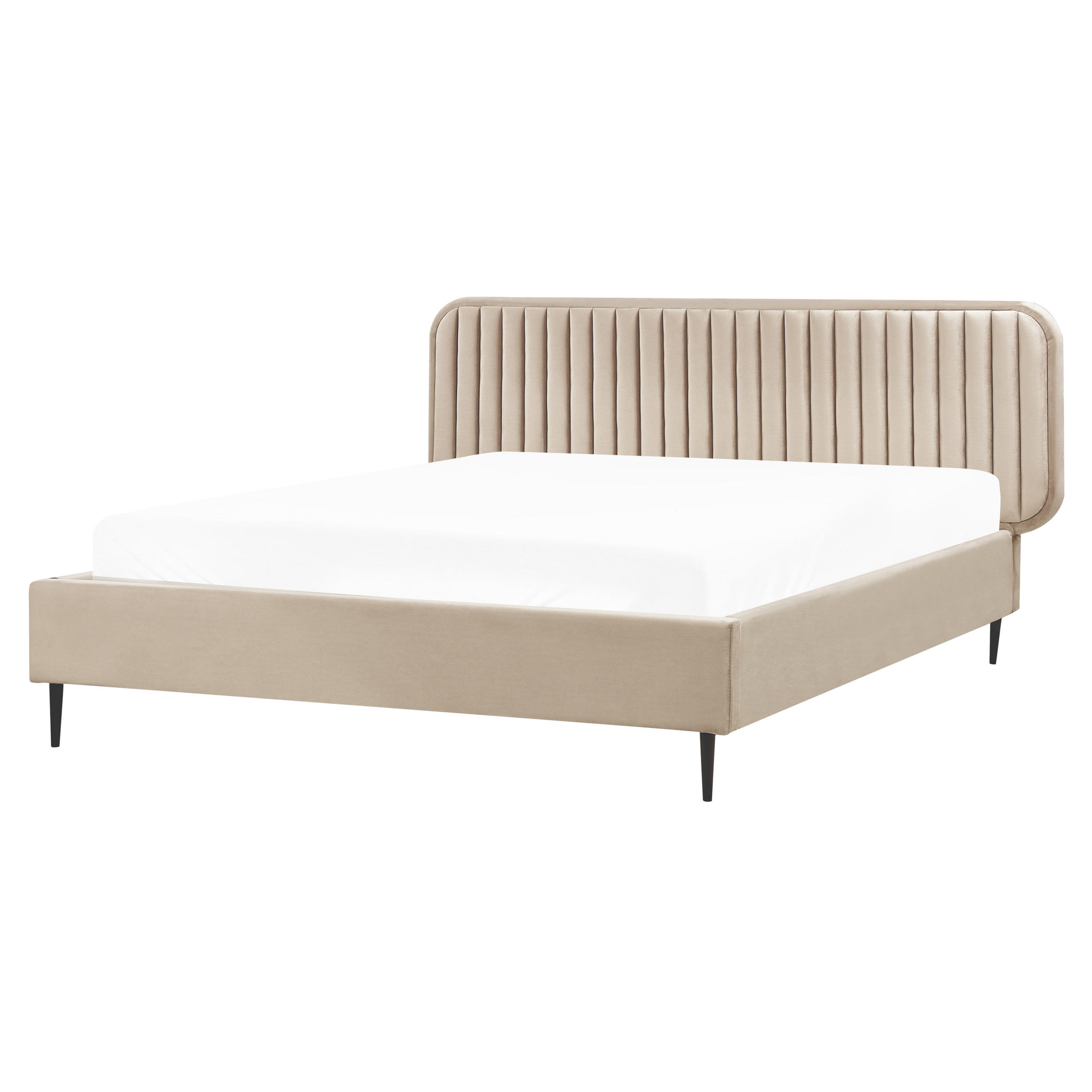 BETT mit Lattenrost 160/200 cm Taupe Brin - Taupe/Schwarz, Textil (160/200cm) - Beliani