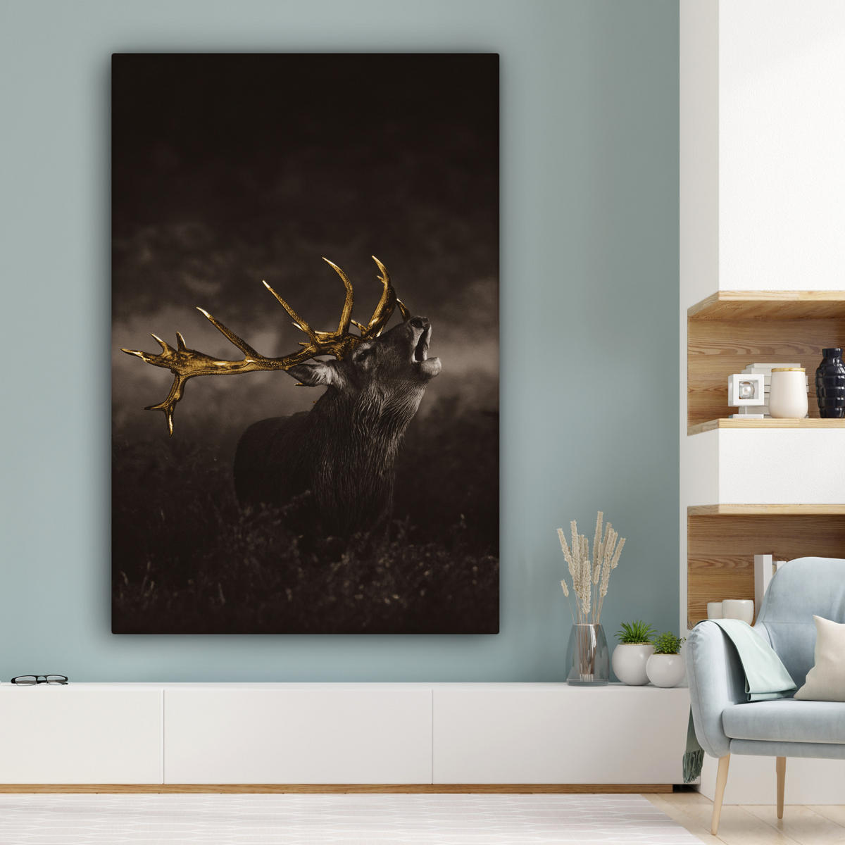 SLIKA NA PLATNU Jeleni 90x140 cm - rjava, tekstil (90/140cm) - MuchoWow