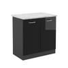 KÜCHENUNTERSCHRANK R-Line Schwarz Hochglanz 80 cm AP Marmor - Schwarz Hochglanz/Anthrazit, Holzwerkstoff (80/81.6/60cm) - Vicco