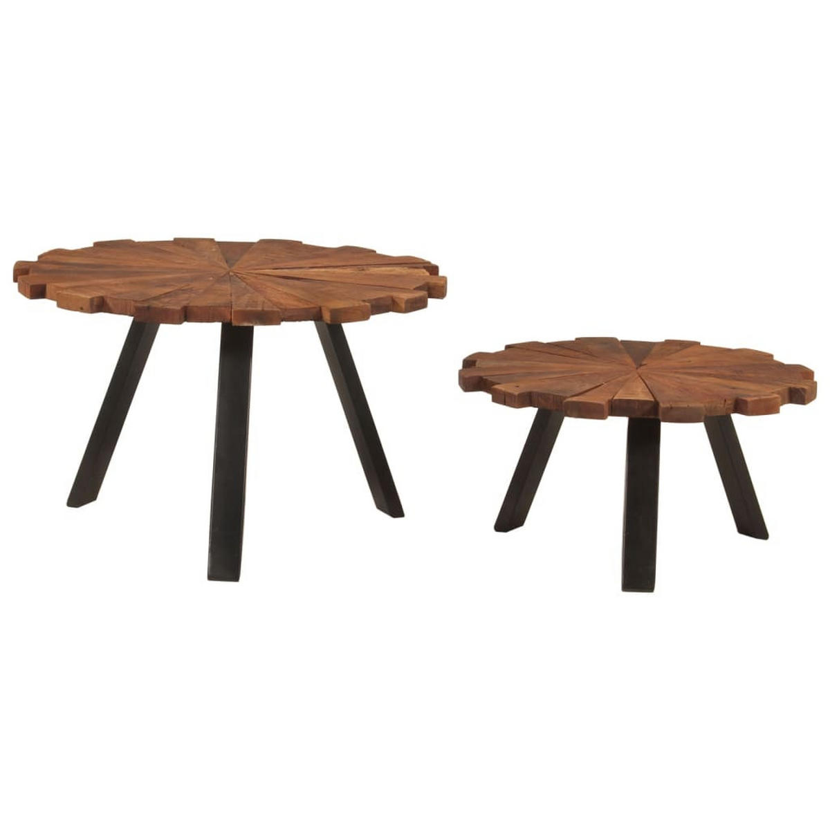 COUCHTISCHE 2 Stk. Altholz Massiv und Eisen - Braun, Holz (54/1/34cm) - furnicato