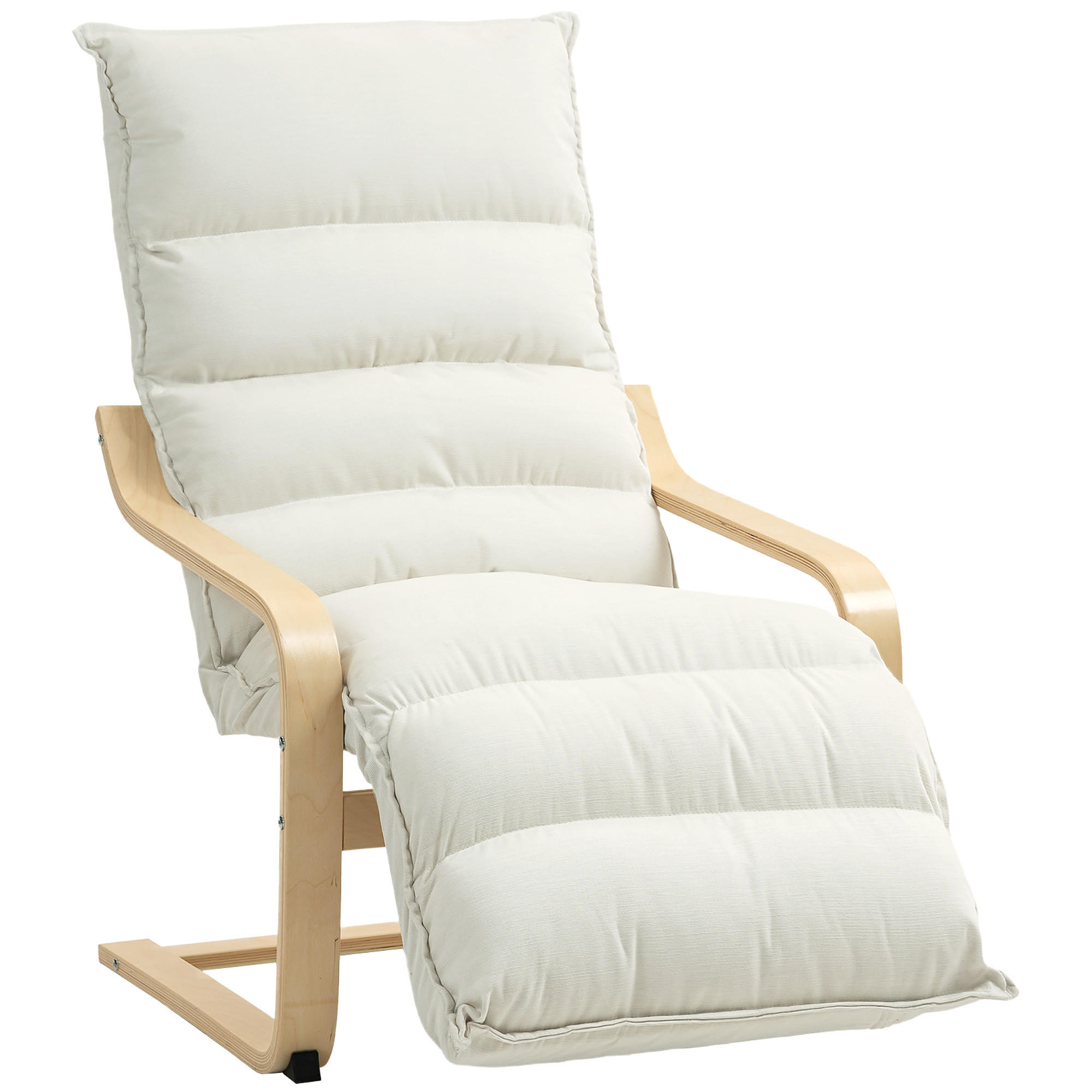 LOUNGE-SESSEL Polyester Birkenlaminat Cremeweiß - Creme/Naturfarben, Holz/Birkenholz (67/105/114cm) - HOMCOM