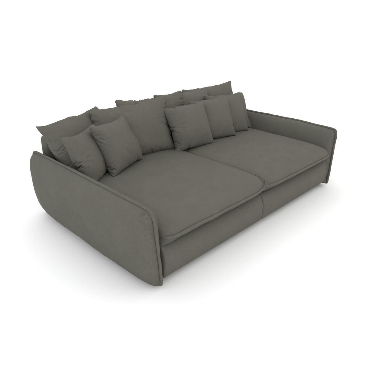 BIGSOFA Hereford Flachgewebe Grün inkl. 11 Kissen 234/131/61 cm - Graubraun, Kunststoff/Textil (234/61/131cm) - foamnova