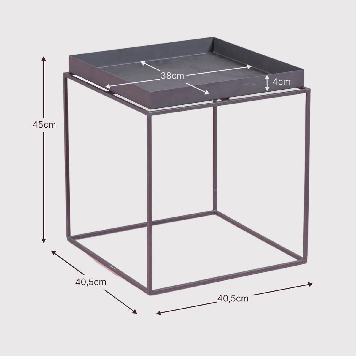 BEISTELLTISCH Quadratisch Schwarz 41/41/45 cm - Schwarz, Metall (41/41/45cm) - Nest Dream