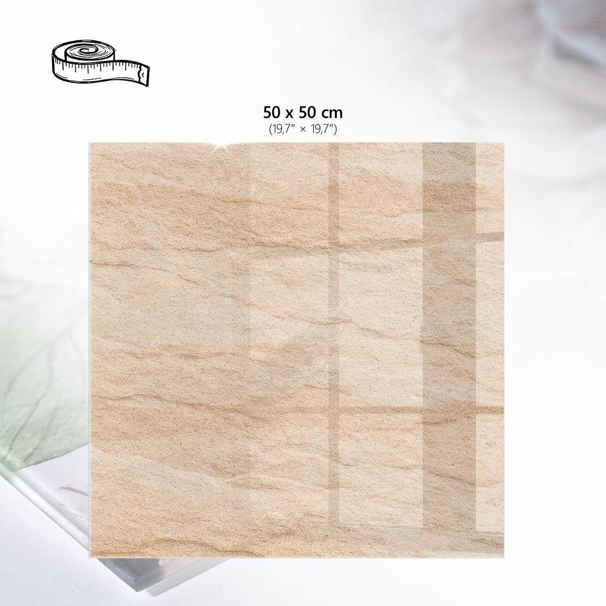 TISCHPLATTE 50x50 cm – Beige Muster - Grau, Glas (50/50/0.4cm) - Wallfluent