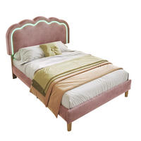 POLSTERBETT 90/200 cm rosa mit LED-Beleuchtung und verstellbarem Kopfteil - Pink, Textil (90/200cm) - OKWISH