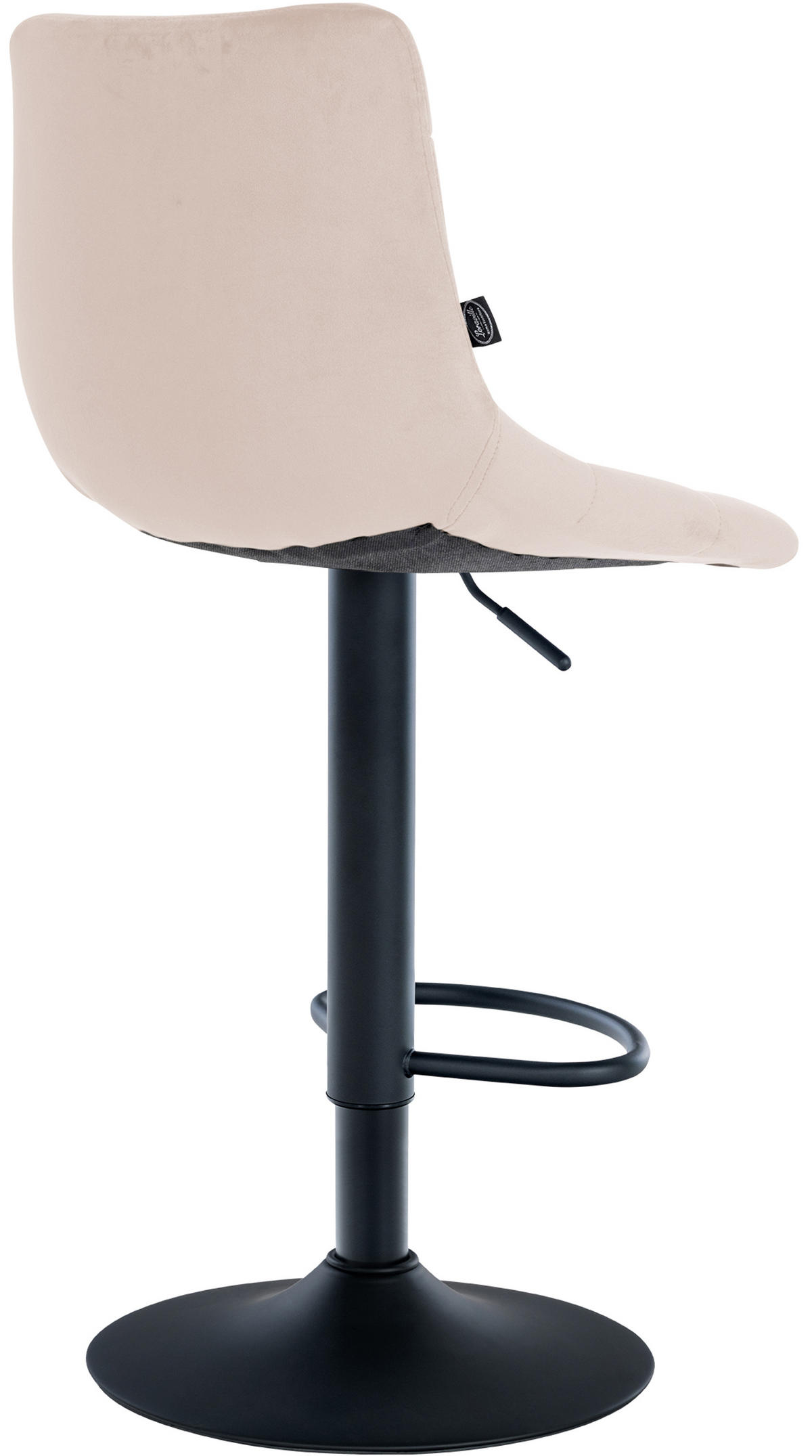 BARHOCKER 2er Set James Samt schwarz beige - Beige/Schwarz, Textil/Metall (43/108.5/46.5cm) - TPFLiving