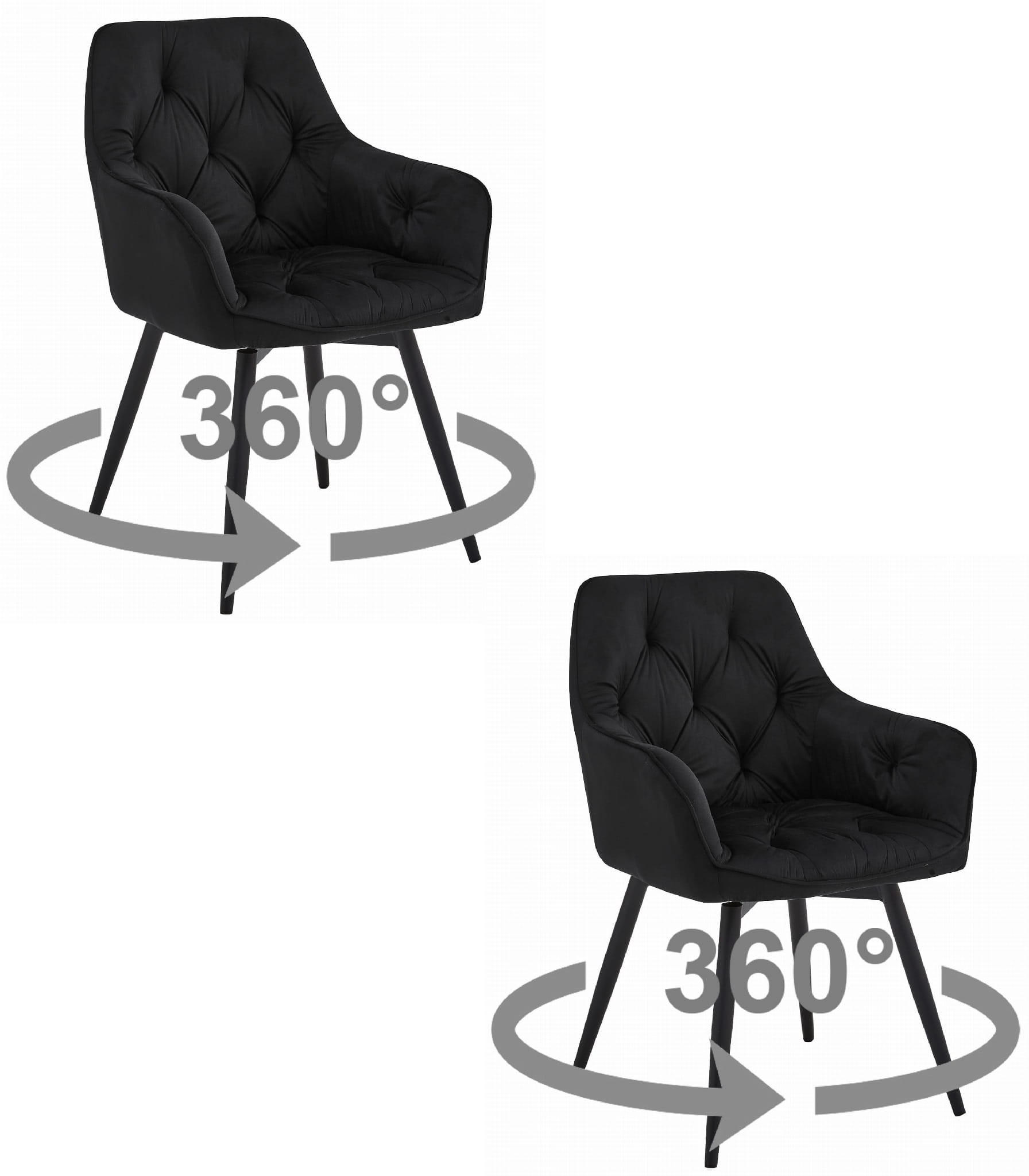 ESSZIMMERSTUHL 2-er Set LUKK360 schwarzer Sitz, schwarze Beine - Schwarz, Textil (56/84/61cm) - Valora