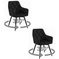 ESSZIMMERSTUHL 2-er Set LUKK360 schwarzer Sitz, schwarze Beine - Schwarz, Textil (56/84/61cm) - Valora