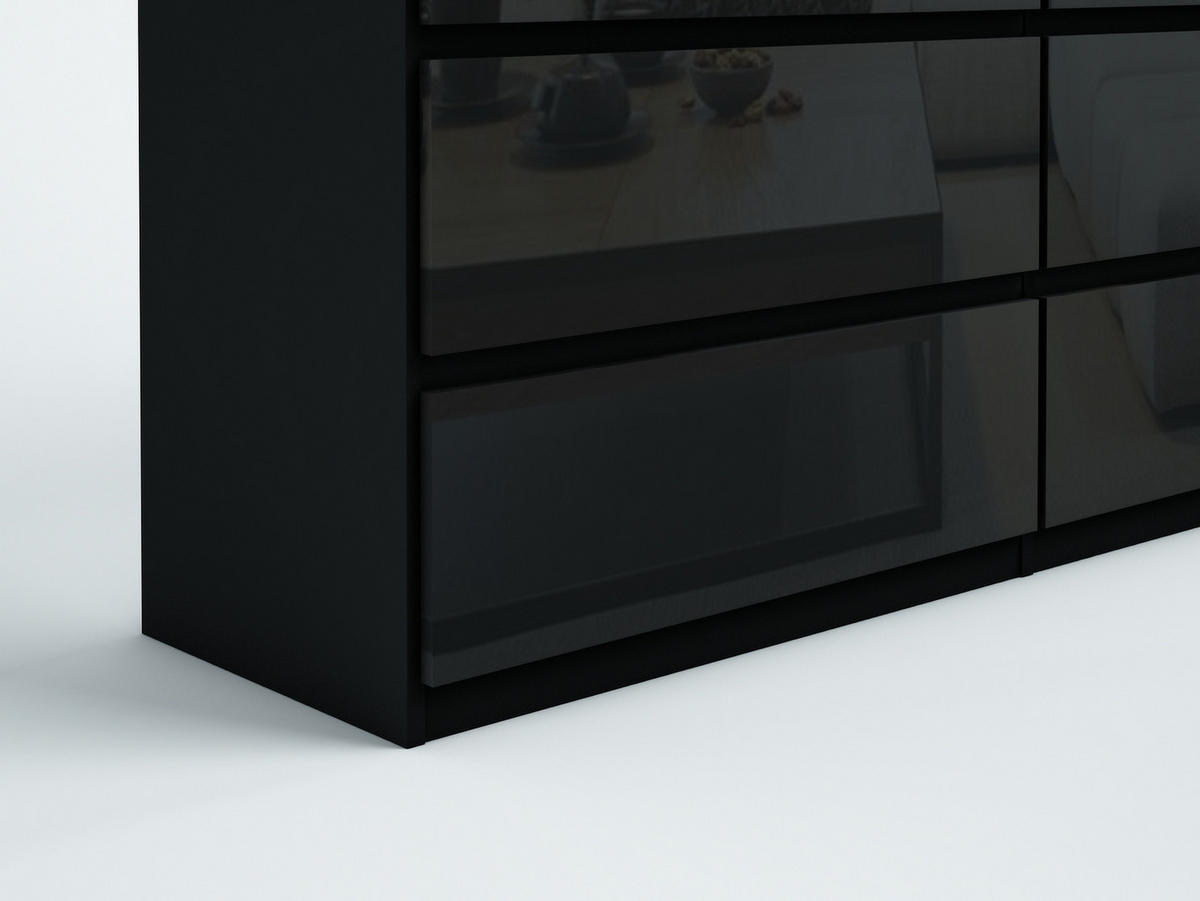 KOMMODE Schwarz, Hochglanz 139/102/39 - Schwarz Hochglanz/Schwarz, Holzwerkstoff (139/102/39cm) - RAUMHIRSCH FURNITURE