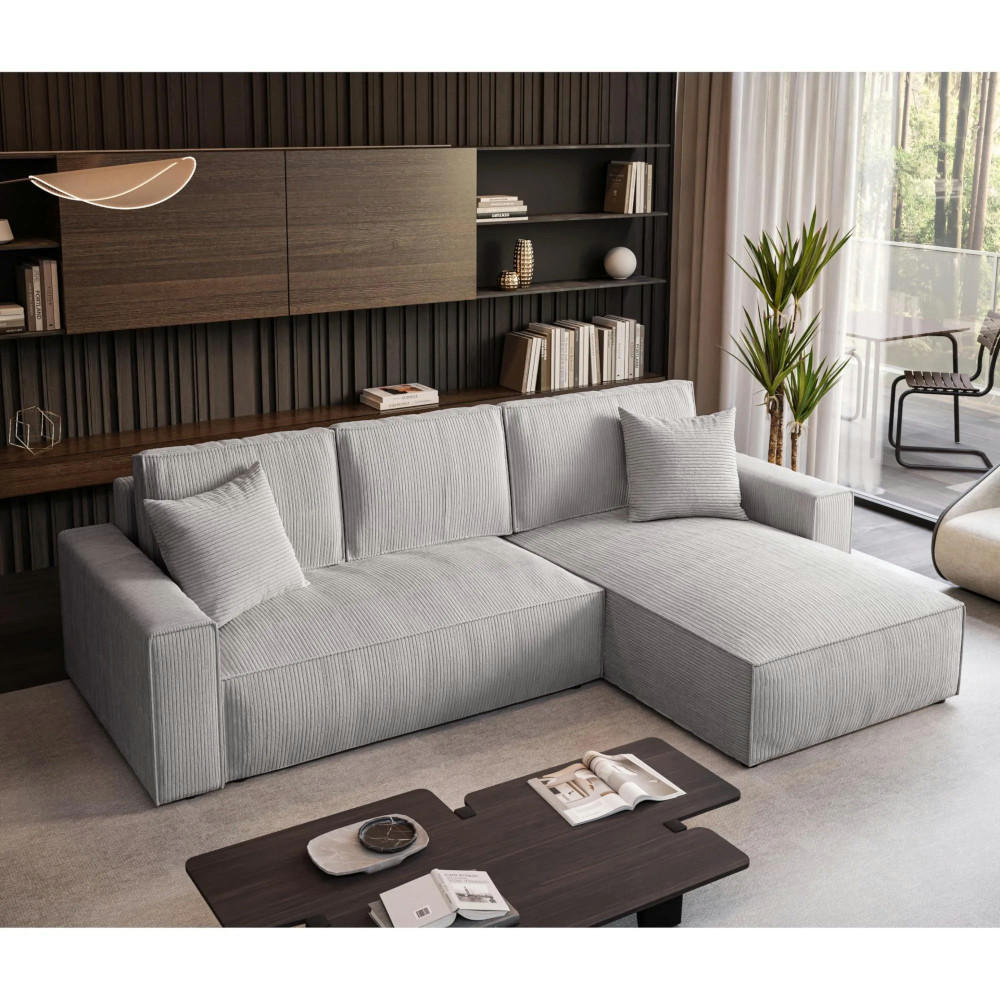 ECKSOFA Parys L hellgrau - Hellgrau/Schwarz, Kunststoff/Textil (290/185cm) - Beautysofa