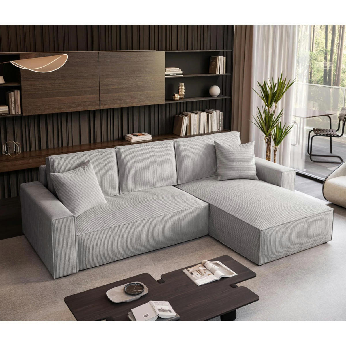 ECKSOFA Parys L hellgrau - Hellgrau/Schwarz, Kunststoff/Textil (290/185cm) - Beautysofa