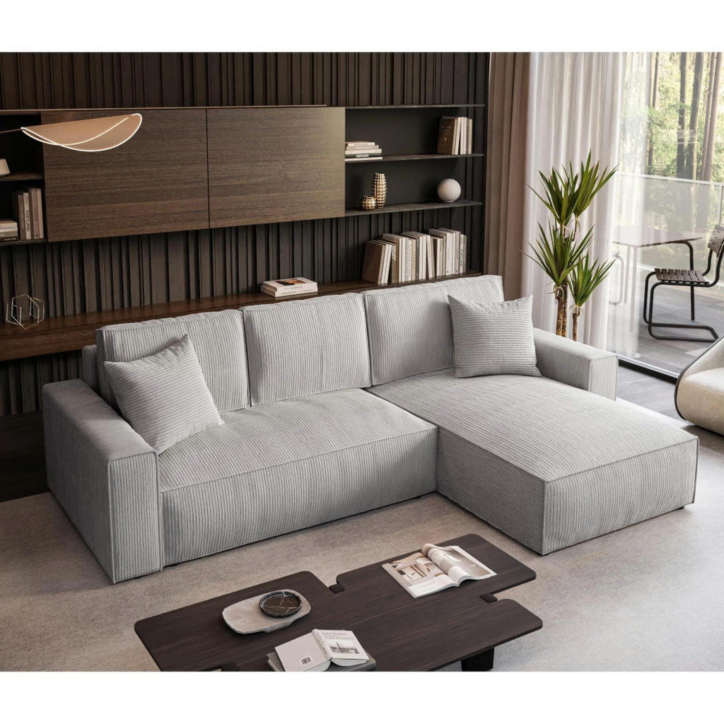 Thumbnail - Beautysofa Ecksofa, Hellgrau, Textil, L-Form, 290x185 cm, Wohnzimmer, Sofas & Couches, Wohnlandschaften, Ecksofas