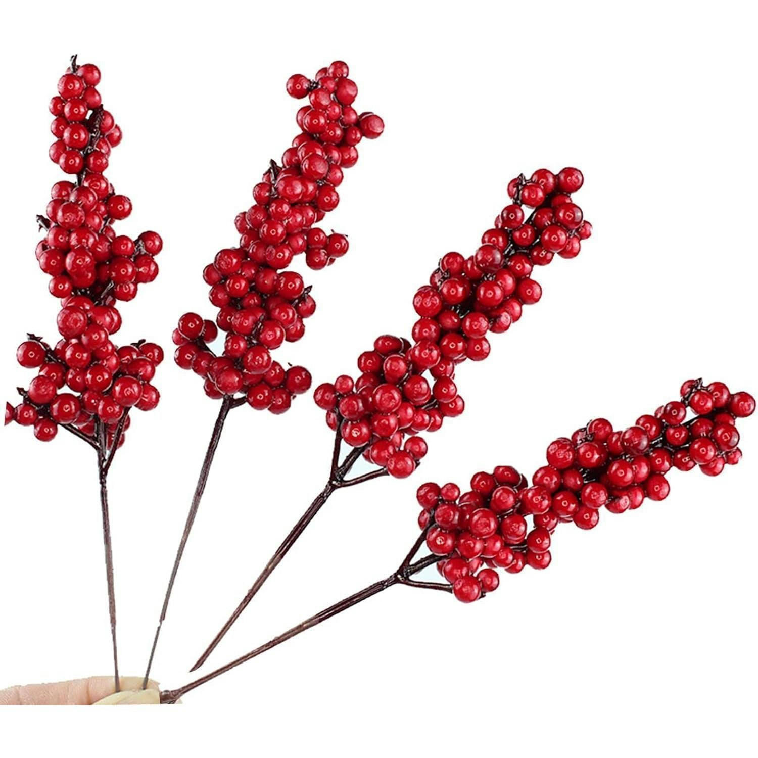 KÜNSTLICHE Beeren 10er Set Rot 20 cm - Rot, Kunststoff (5cm)
