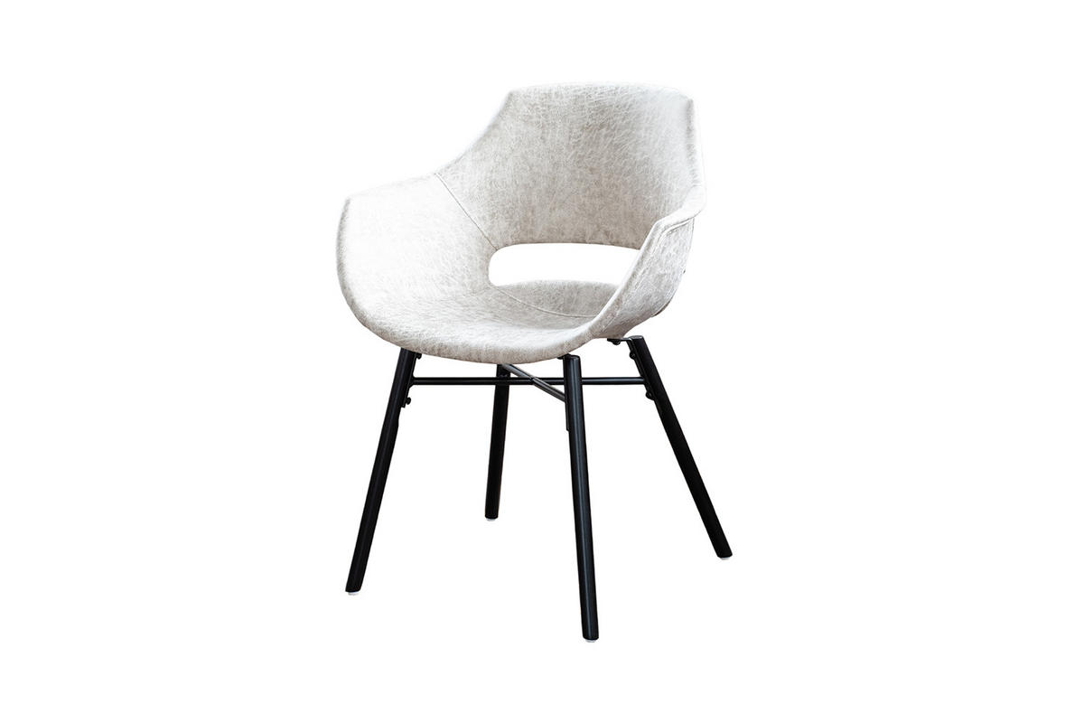STUHL ZAJA Cremeweiß Microfaser - Creme, Textil (57/82/59cm) - KAWOLA