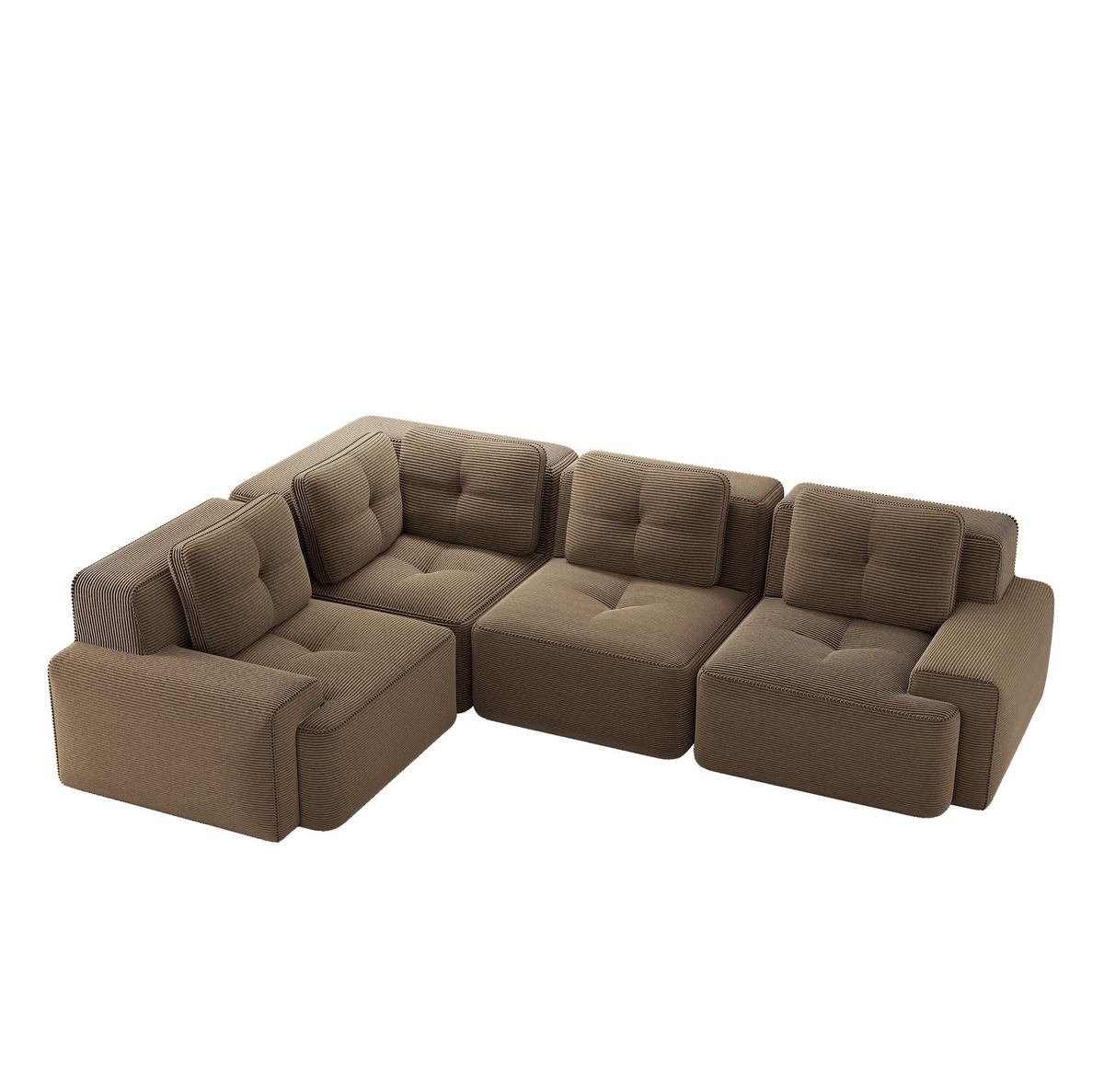 ECKSOFA aus Cord mit modularem Design und breiten Armlehnen Braun - Braun, Textil (104/382cm) - Modenvie