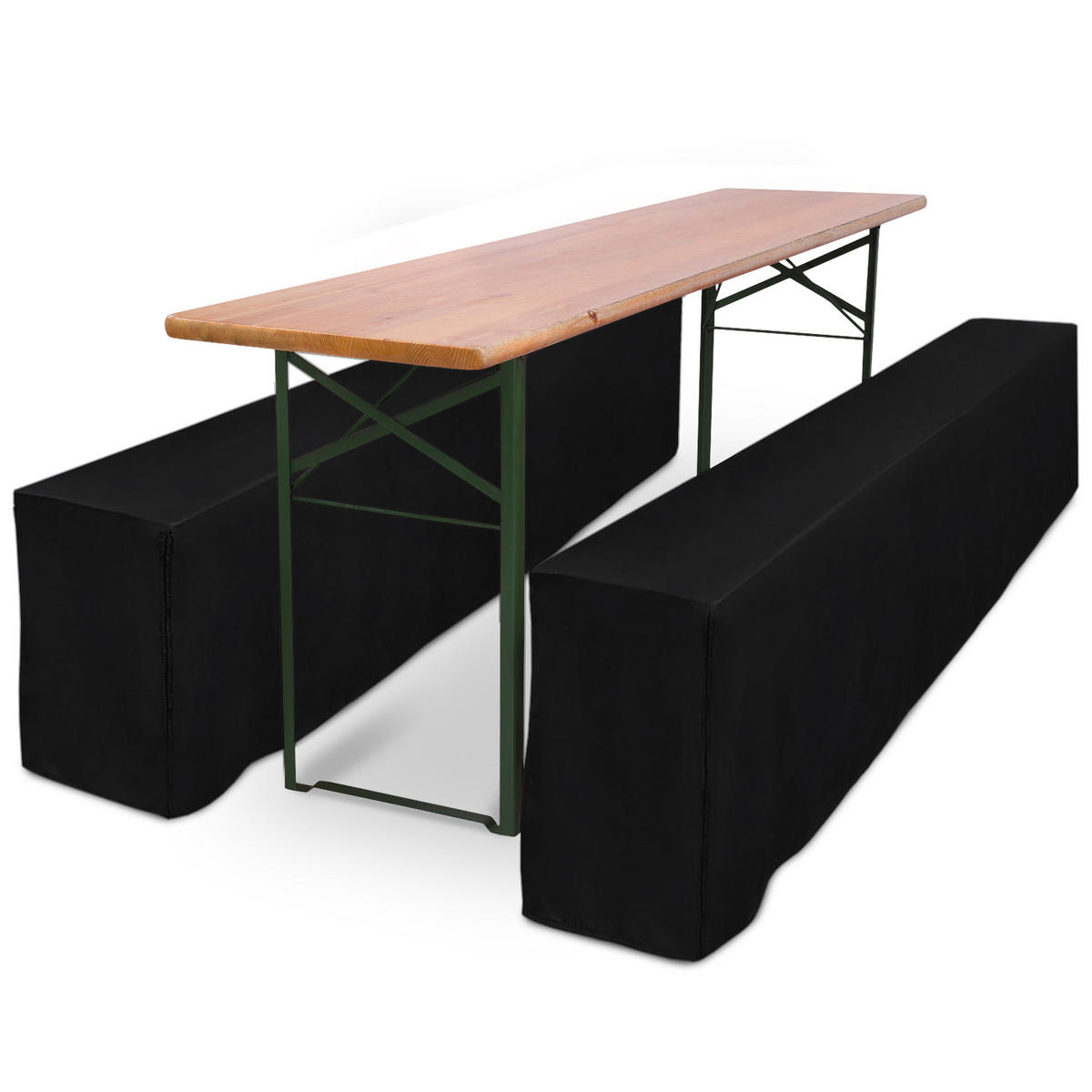 BIERTISCHHUSSE Premium L 70 cm Schwarz 3tlg - Schwarz, Kunststoff/Textil (70/220cm) - Beautissu 