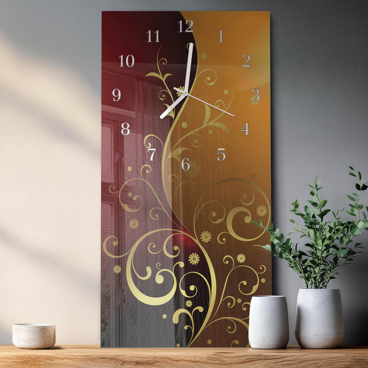 WANDUHR 30x60 cm - Trauben für Wein - Rot, Glas (30/60/0.4cm) - TULUP