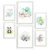 POSTER Set Mit 6 Tierfamilien Weißer Hintergrunddruck Mit Tierfamilienthemen Im Pastell Aquarell Stil Innenarchitektur A3 & A4 Weißer Rahmen - Weiß, Papier (29/3cm) - Nacnic