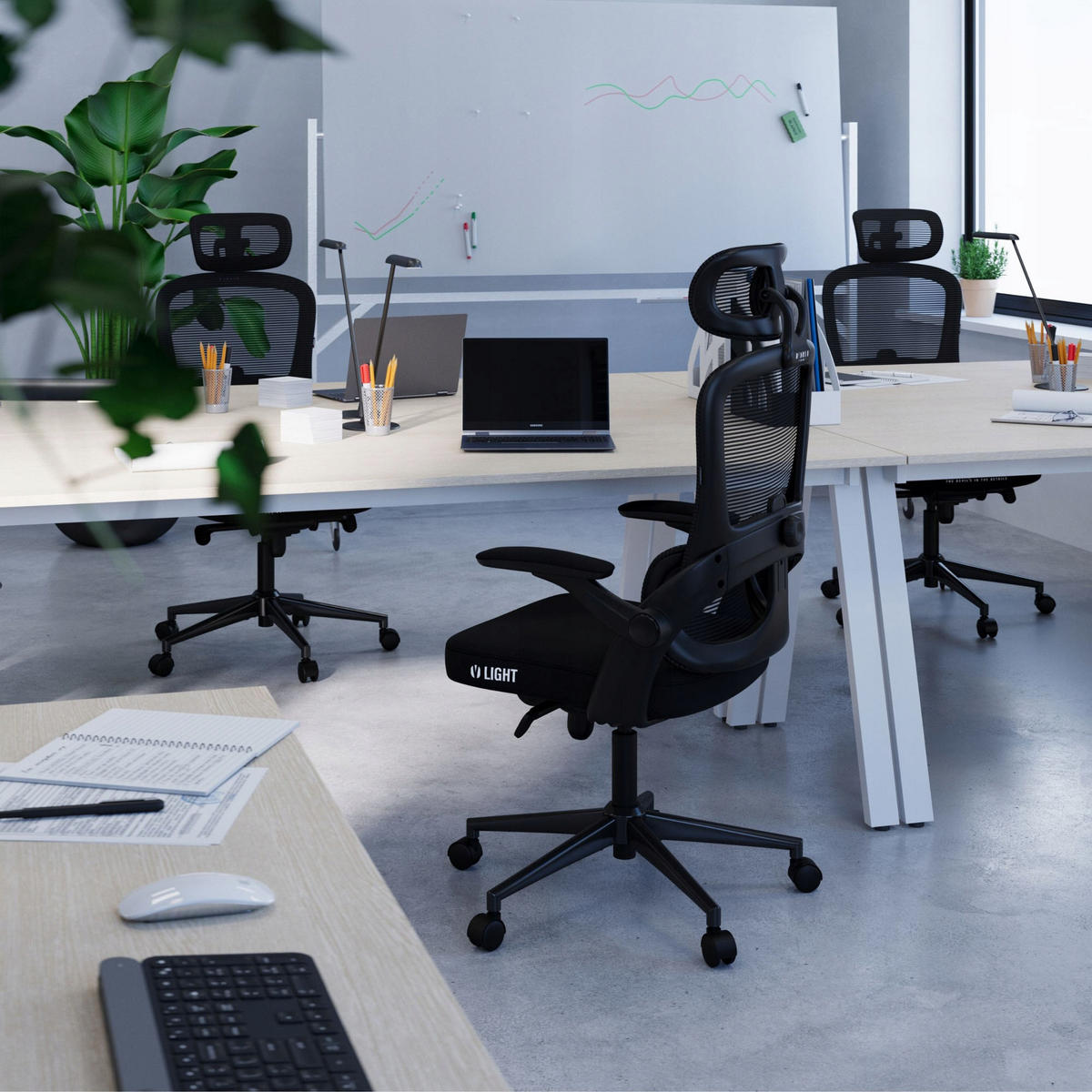 BÜROSTUHL V-LIGHT - Schwarz, Textil (70/102/48cm) - Diablo Chairs