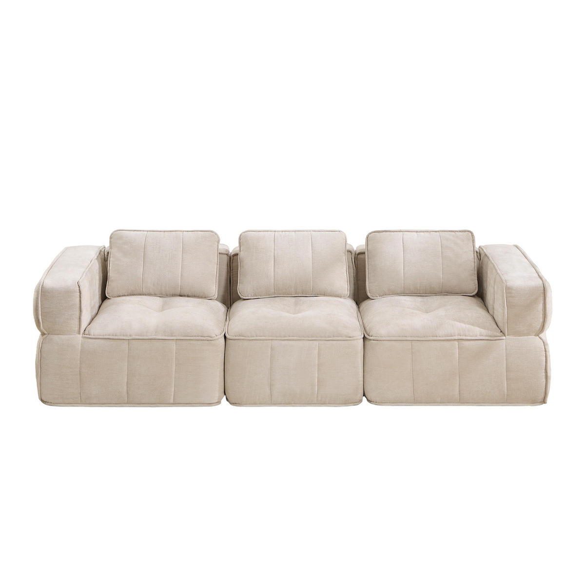 3-SITZER-SOFA DE-34428 mit stützenloses Design Beige - Beige, Textil (93/67/271cm) - ComfortXL