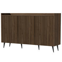 KOMODA Amfali se 3 dveřmi, drážkovaná čela, systém Push-to-open, kovové nohy, 150 cm, ořechová barva - černá/barva vlašského ořechu, kov/kompozitní dřevo (150/92/41cm) - Beautysofa