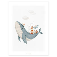 POSTER Lotan hübscher Wal 30 x 40 cm, blau/grau - Blau/Beige, Papier (30/1/40cm) - Lilipinso