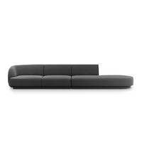 RECHTES-SOFA Miley aus Samt grau 4 Sitzplätze - Grau, Textil (90/70/323cm) - Micadoni