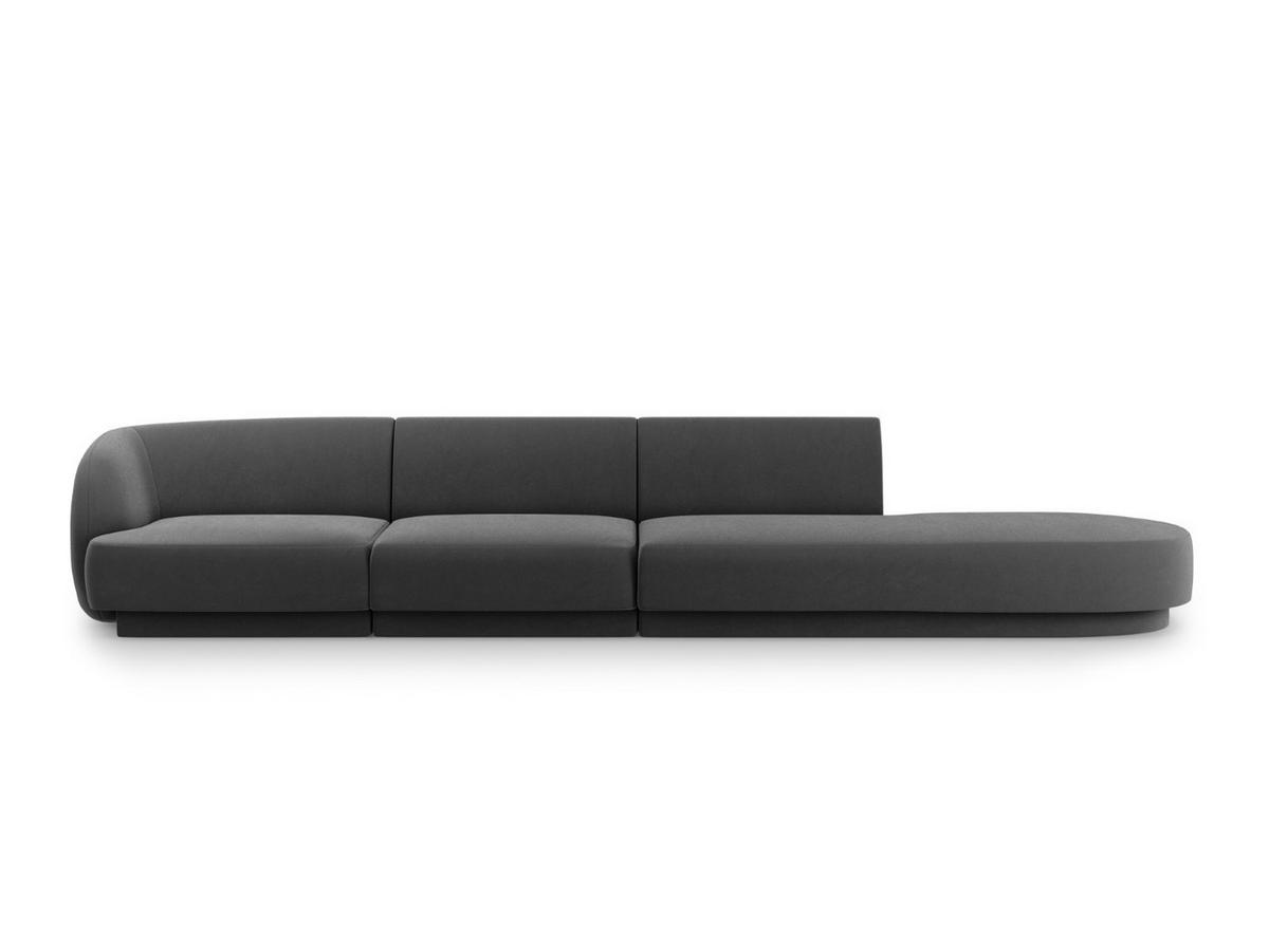 RECHTES-SOFA Miley aus Samt grau 4 Sitzplätze - Grau, Textil (90/70/323cm) - Micadoni