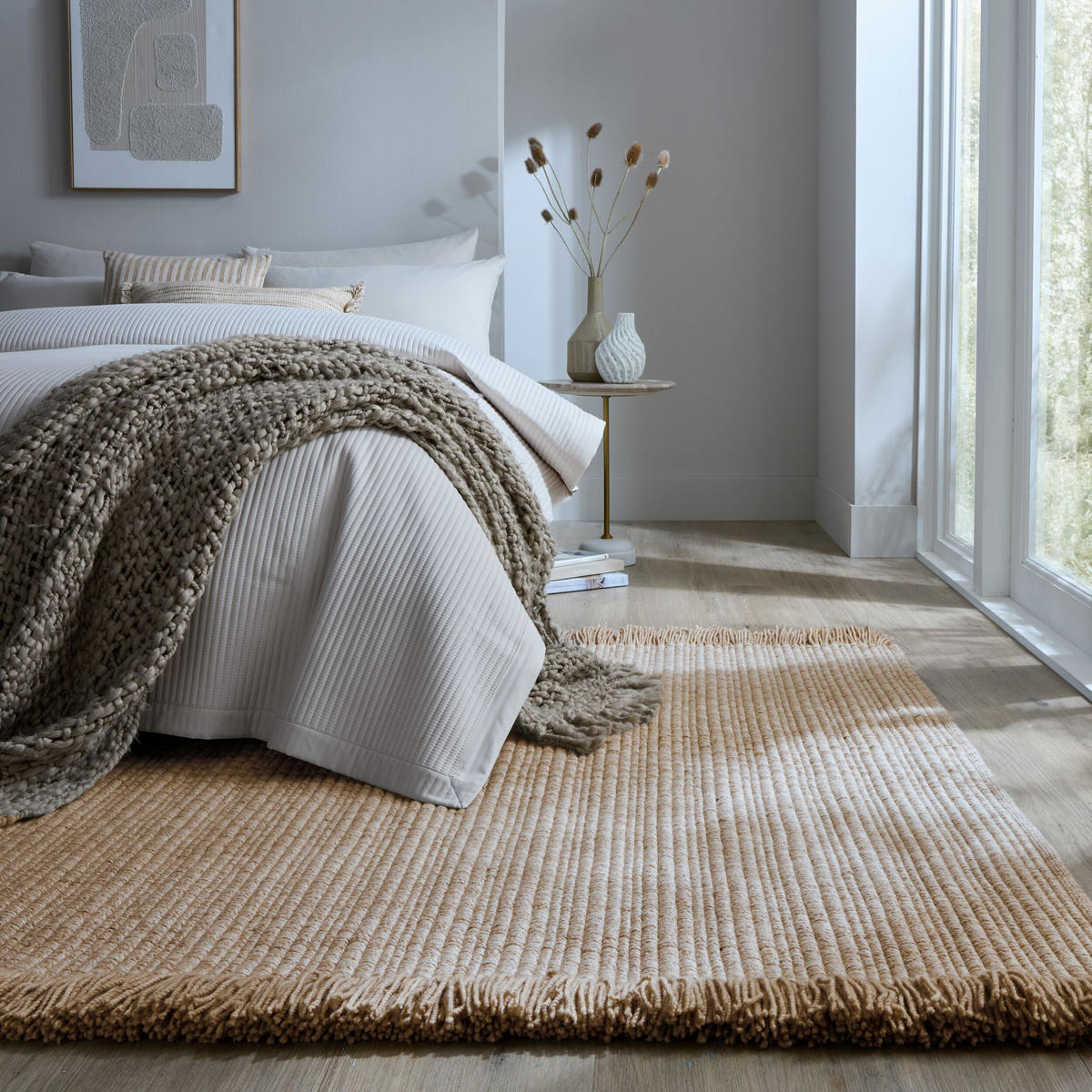 TEPPICH Kurzflor Farmhaus Unifarben, Wohnzimmer Beige Rechteckig 120x170 - Beige, Textil (120/170cm) - KADIMA DESIGN