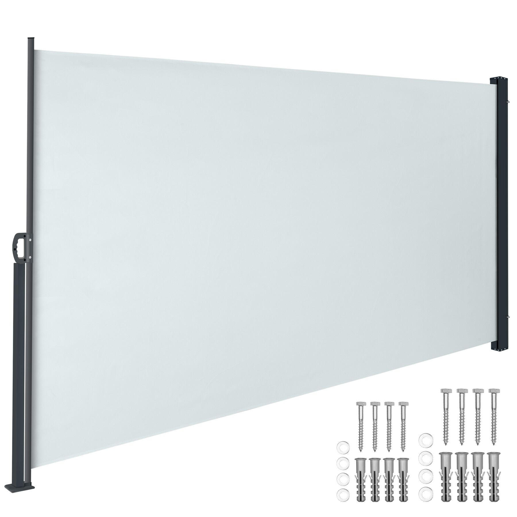 SEITENMARKISE , ausziehbar, mit Aufrollmechanismus, grau - Grau, Kunststoff (300/160/9cm) - tectake