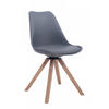 DREHSTUHL Lederlook grau - Eukalyptusholzfarben/Grau, Holz/Textil (48/84/56cm) - CLP