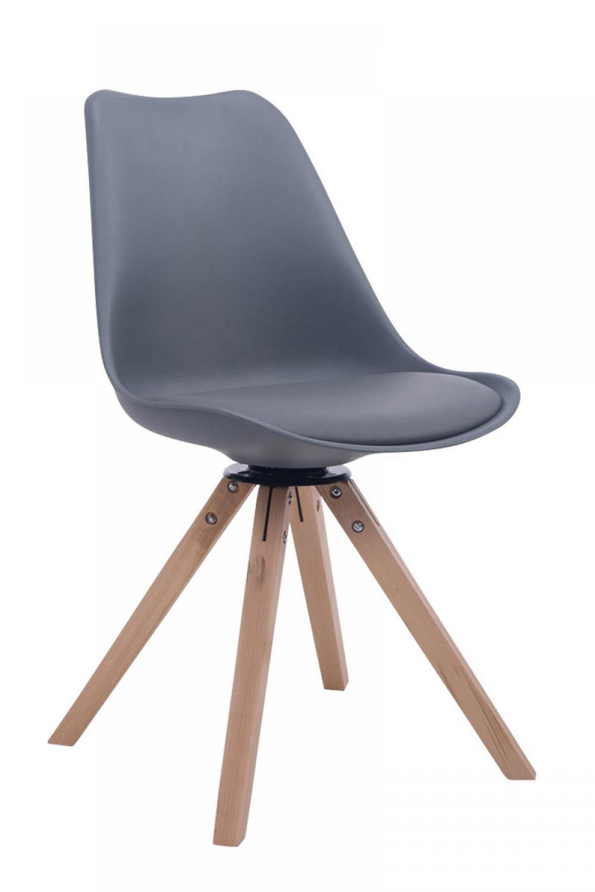 DREHSTUHL Lederlook grau - Eukalyptusholzfarben/Grau, Holz/Textil (48/84/56cm) - CLP