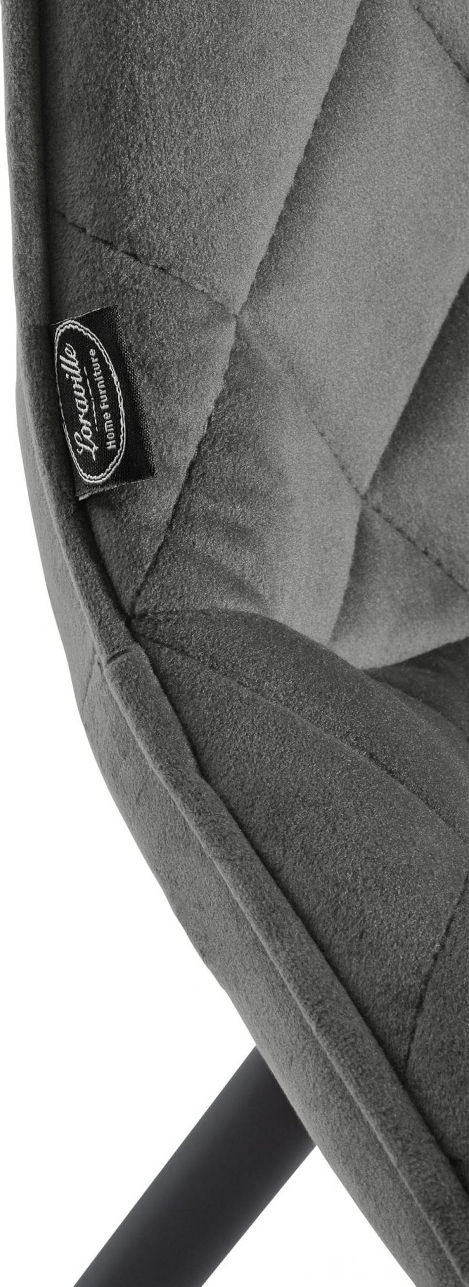 STUHL Samt Grau - Schwarz/Grau, Textil/Metall (53/82/60cm) - CLP