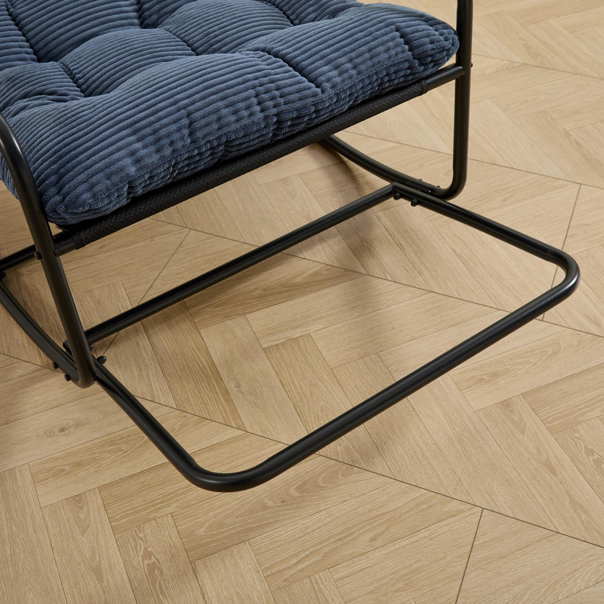 SCHAUKELSTUHL,SCHAUKELSESSEL mit Fußstütze, gepolstertem Kissen,Cord,Blau - Blau, Metall (75/82/116cm) - LVHOM