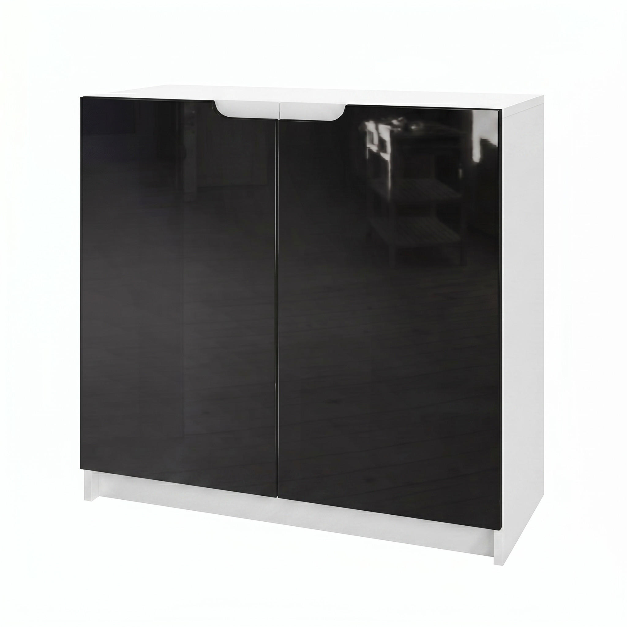KOMMODE Logan Fronten in Schwarz Hochglanz - Schwarz Hochglanz, Holzwerkstoff (82/78/37cm) - Vladon