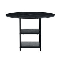 ESSTISCH rund 107/75 cm in Schwarz mit 2 Ablagen im Industrial Style - Schwarz, Holzwerkstoff (107/107/75cm) - Flora Grace