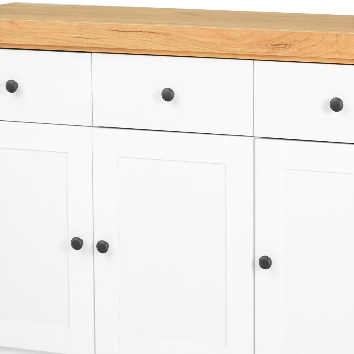 SIDEBOARD 122/82/42 cm in weiß natur - Schwarz/Weiß, Holz/Metall (122/82/42cm) - Homestyle4u