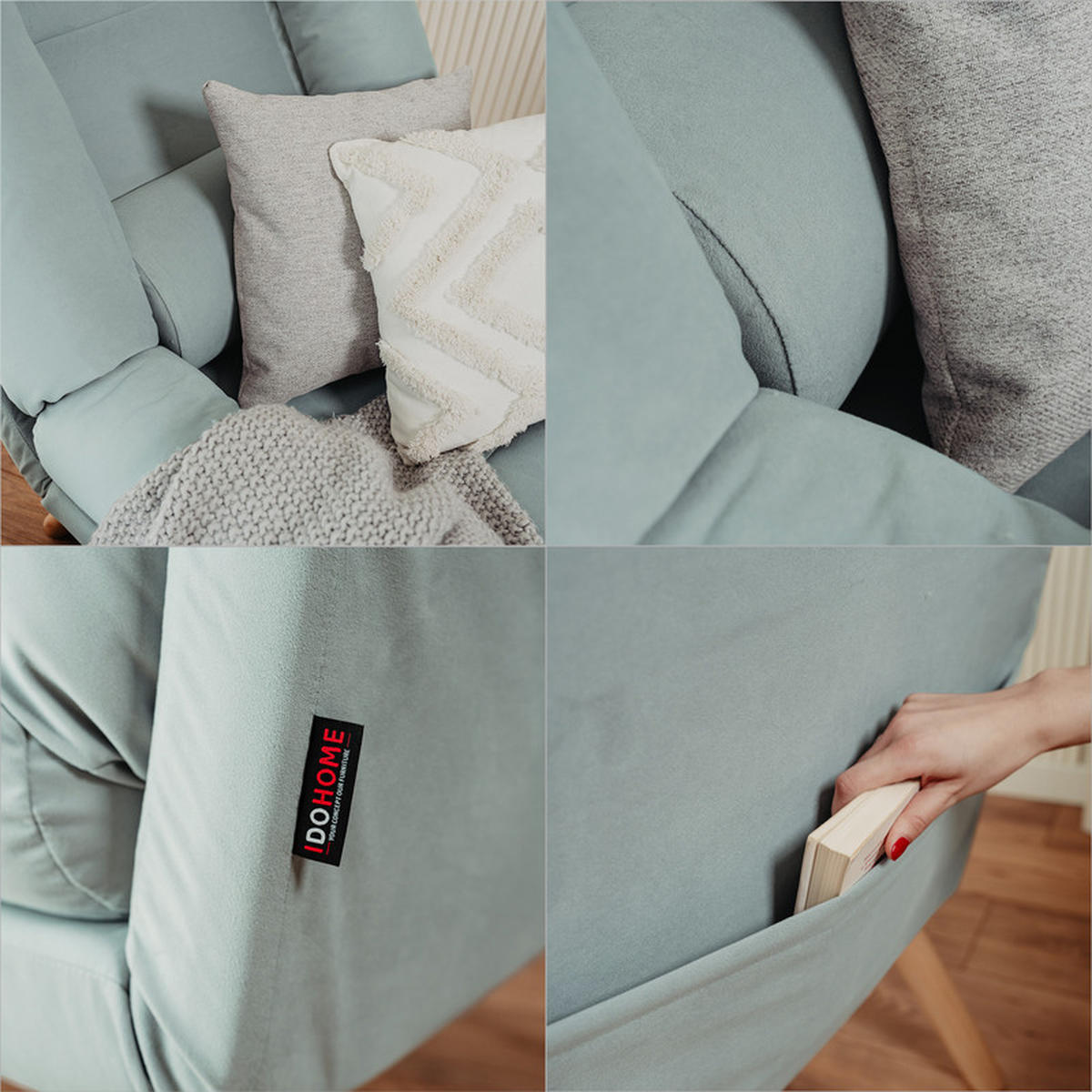 RELAXSESSEL LILA mit hocker, 75/75/100 cm, Blau - Blau, Holz/Textil (75/100/75cm) - Idohome