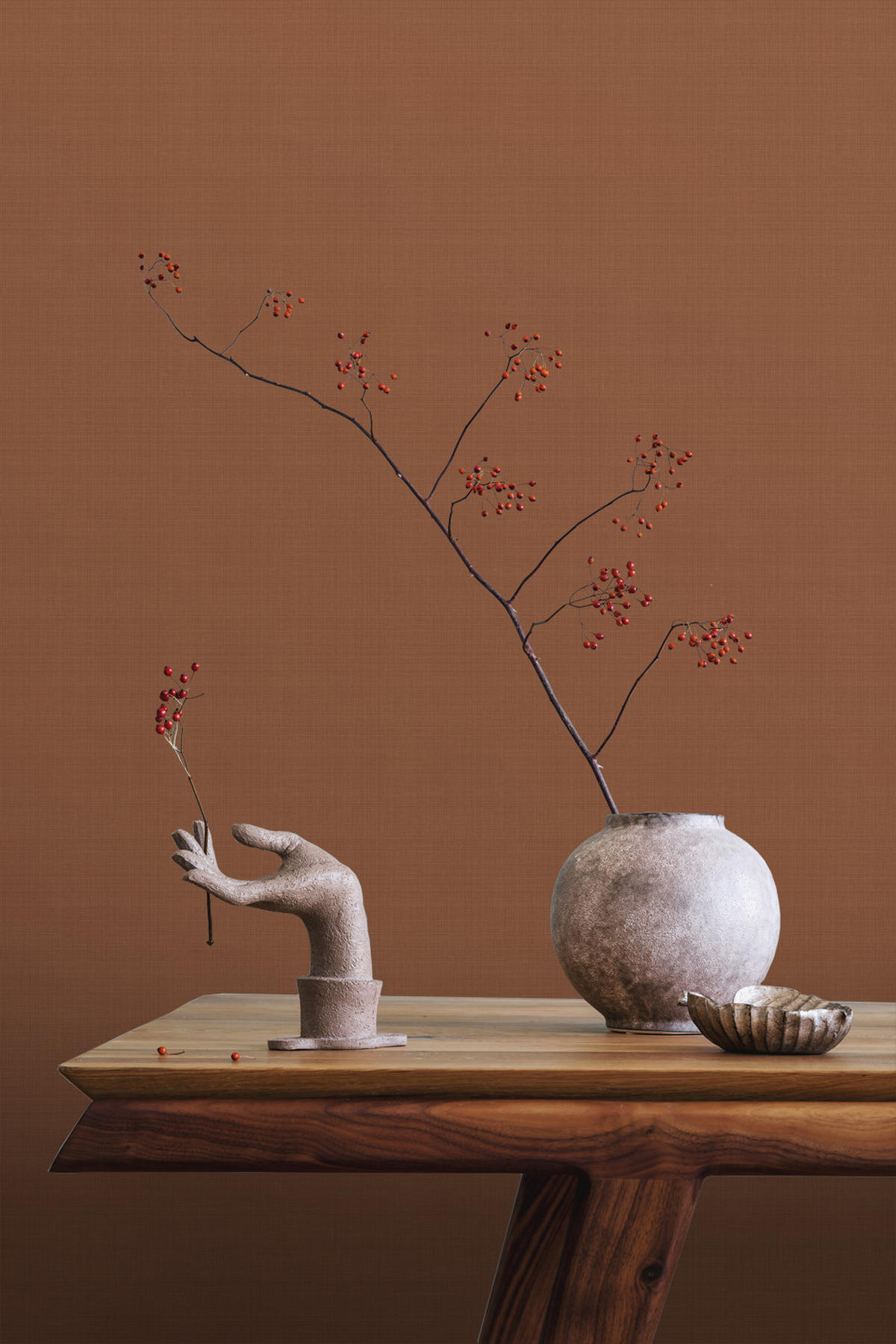 TAPETE Leinen-Optik 53 cm x 10.05 m - Terracotta, Papier (53/1000cm) - ESTAhome