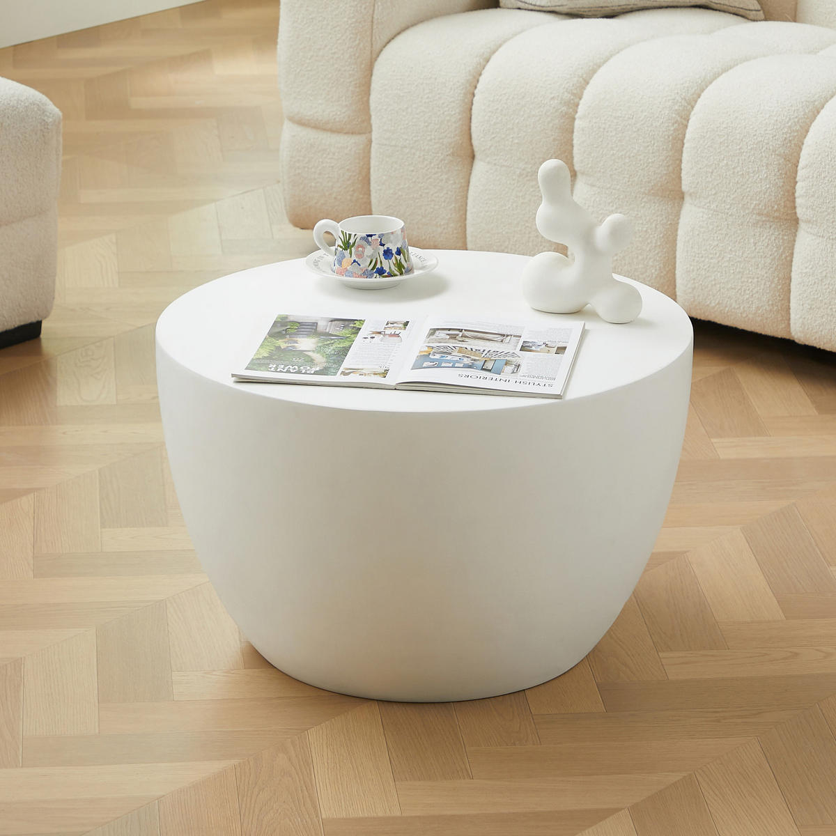 COUCHTISCH Rund Weiß 64 x 64 x 38 cm - Weiß, Metall (64/64/38.5cm) - Nordlys