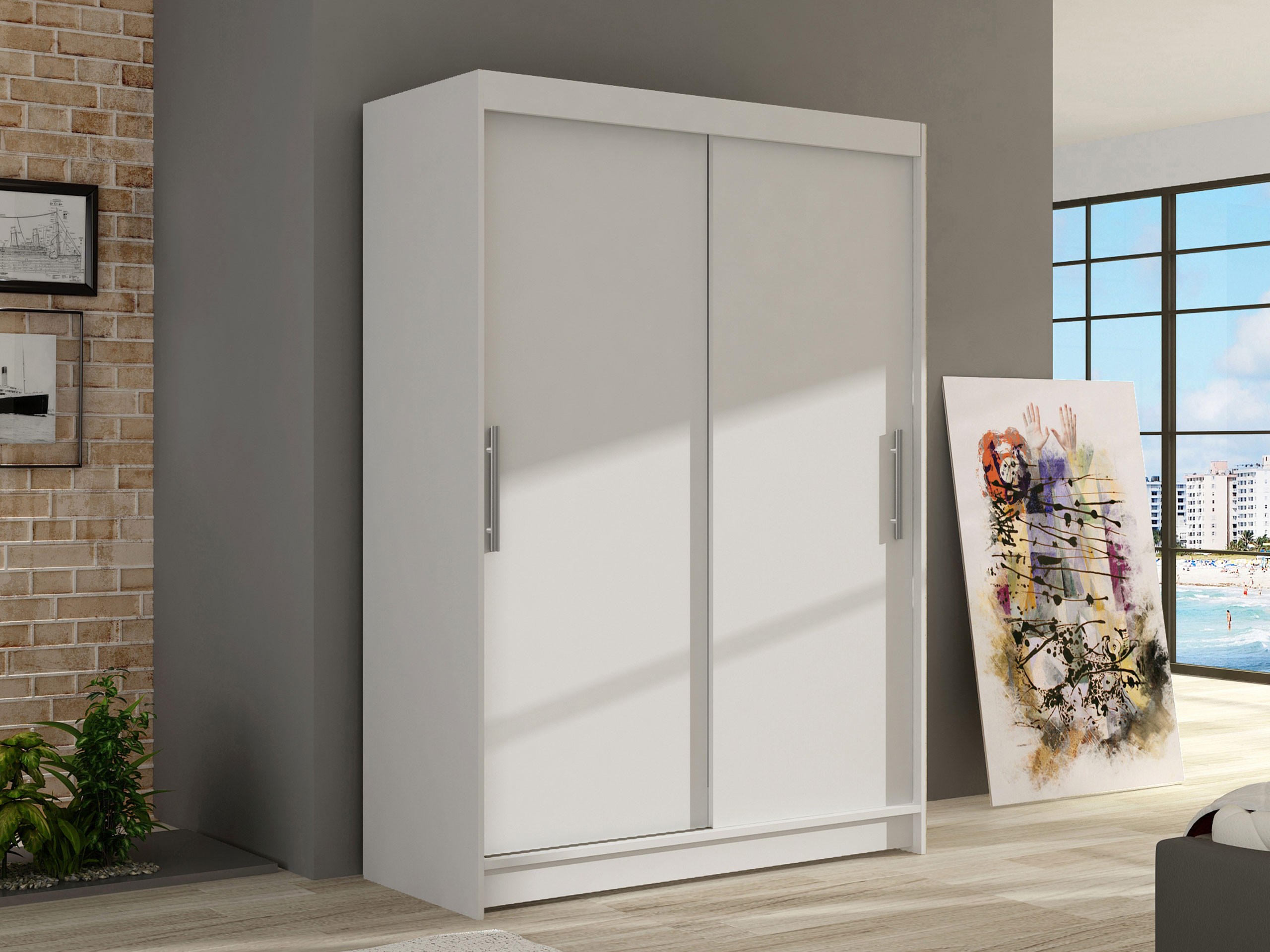KLEIDERSCHRANK Miami I - Silberfarben/Weiß, Holzwerkstoff/Kunststoff (120/200/58cm) - MIRJAN24
