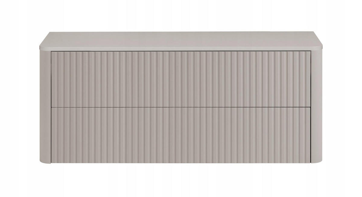 WASCHBECKENUNTERSCHRANK LINEA hängend geriffelt Kaschmir matt mit Waschtischplatte 120/48/44 cm - Kaschmir, Holzwerkstoff (120/48.4/43.7cm) - Rodan