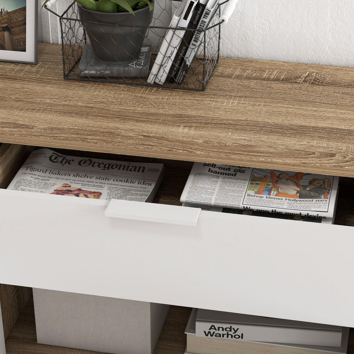SIDEBOARD DE-11072 Mit verstellbaren Böden Weiß - Weiß, Holzwerkstoff (95/85/35cm) - ComfortXL
