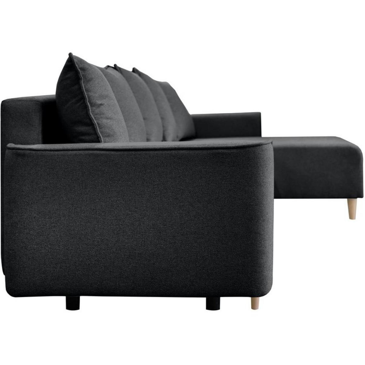 ECKSCHLAFSOFA Willow schwarz - Schwarz, Textil (225/150cm) - Beautysofa
