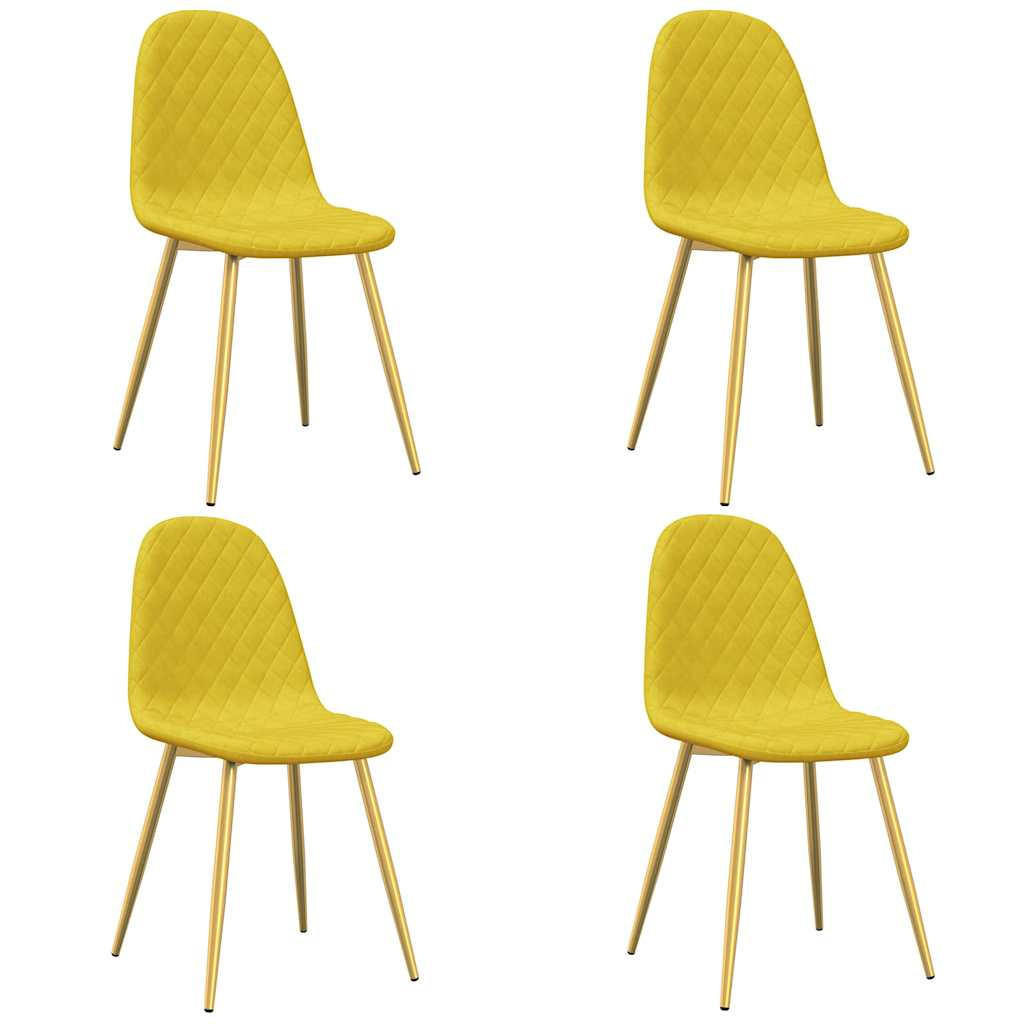 ESSZIMMERSTÜHLE 4 Stk. Senfgelb Samt 45*53.5*83cm - Gelb, Metall (45/83/53.5cm) - ZMH