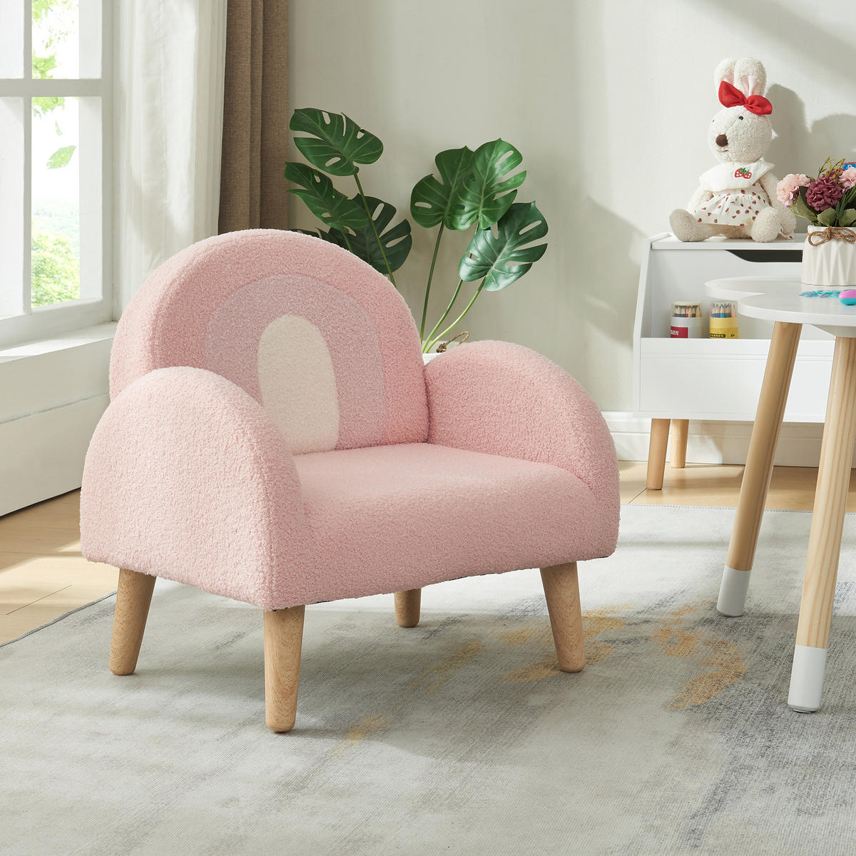 KINDERSESSEL Sorreindi - Rosa, Holz/Holzwerkstoff (50/50/45cm) - [en.casa]