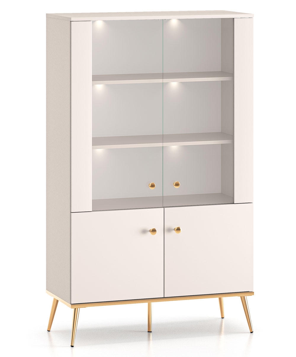 VITRINE Selgin Kaschmir / Gold 92 / 40 / 152cm mit Beleuchtung - Kaschmir/Goldfarben, Holz/Holzwerkstoff (92/40/152cm) - Feldmann-Wohnen