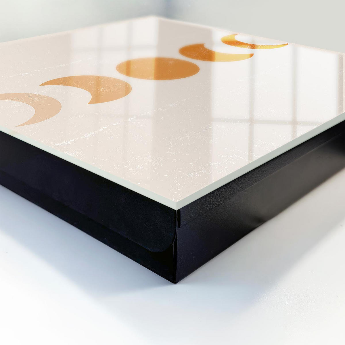SCHLÜSSELBOX Schwarz 30x30 cm- Türöffnung nach rechts - Mondphasen - Orange, Metall (30/30/5cm) - TULUP