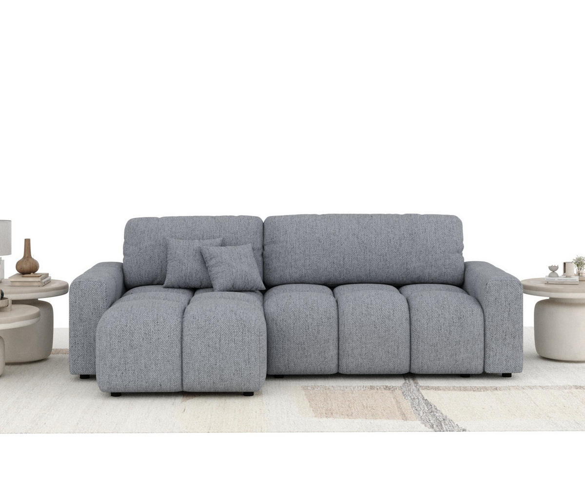 ECKSOFA MIT SCHLAFFUNKTION Ucci Grau Webstoff - Schwarz/Grau, Holz/Holzwerkstoff (233/142cm) - Maison de Reve